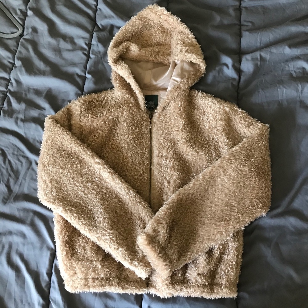 Target Wild Fable Fuzzy Teddy Hooded Jacket - XS